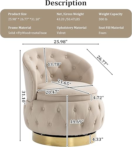 Miniatura 2 de Yoglad Silla giratoria de tocador 360, taburete de maquillaje con almacenamiento y respaldo, silla redonda copetuda con relleno, para dormitorio,