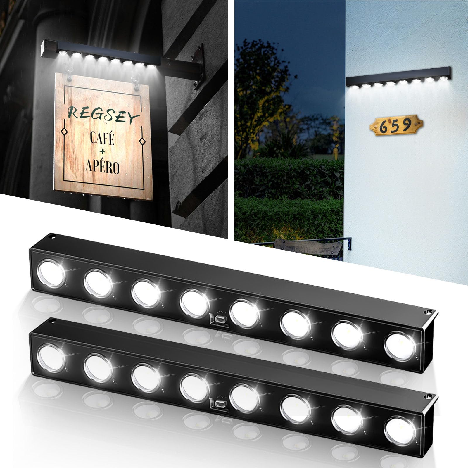 RaStatic 8-LED Solar Real Estate Sign Post Light