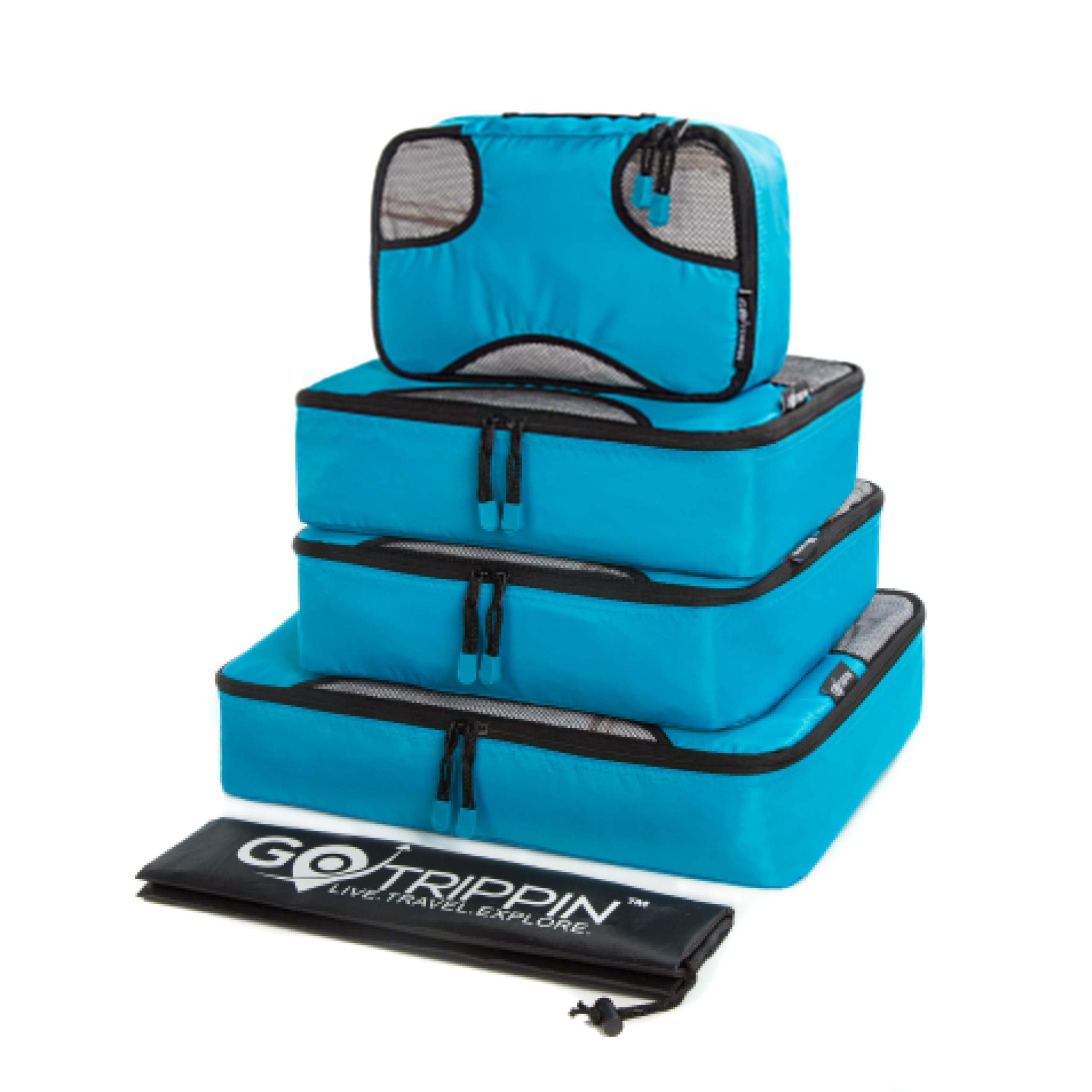 Gotrippin by Destinio Polyester Packing Cubes Travel Organizer for Men and Women, 5 pc Luggage Bags Set (1 Large, 2 Medium and 1 Small Cube+ 1 Large Laundry Bag) (Blue_GOPC) (B07S9Q452V) Amazon Price History, Amazon Price Tracker