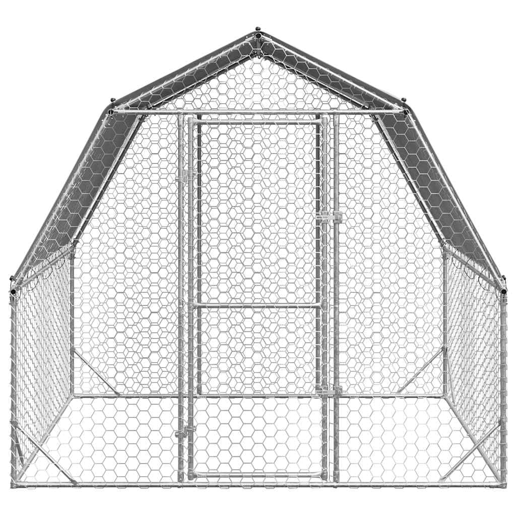 Kurnik z dachem, stal ocynkowana, 2,5 x 2 x 2,25 m, wybieg z ochroną drzwi, dla królików, świnek morskich, woliery i małych zwierząt