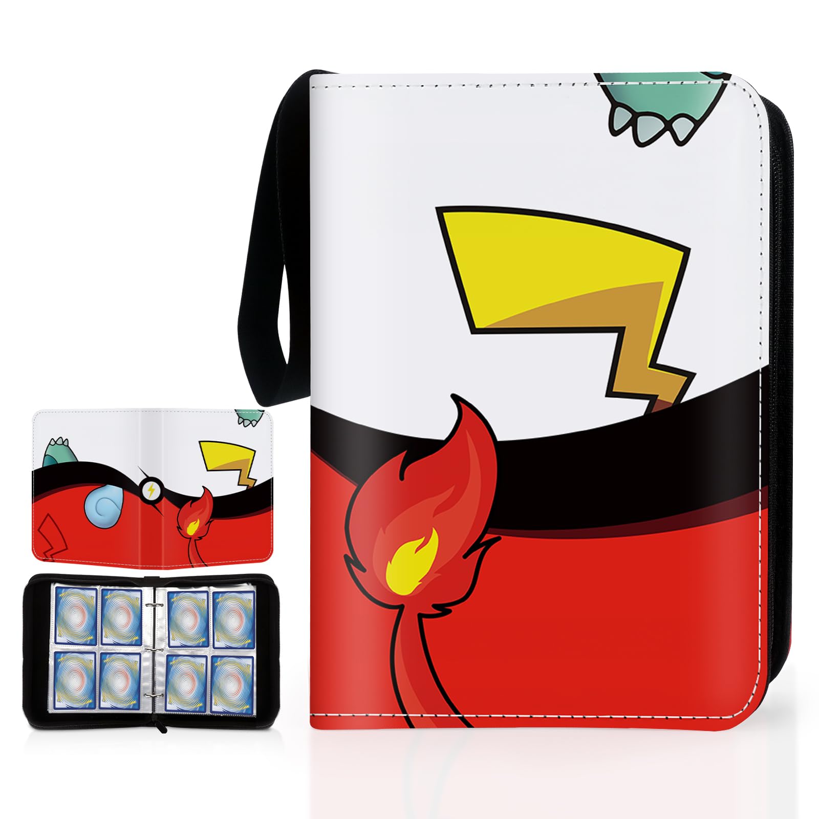 SALUOKE Card Binder 400 Pockets, 4 Pocket Trading Card Binder, Card Folder with Carry Handle