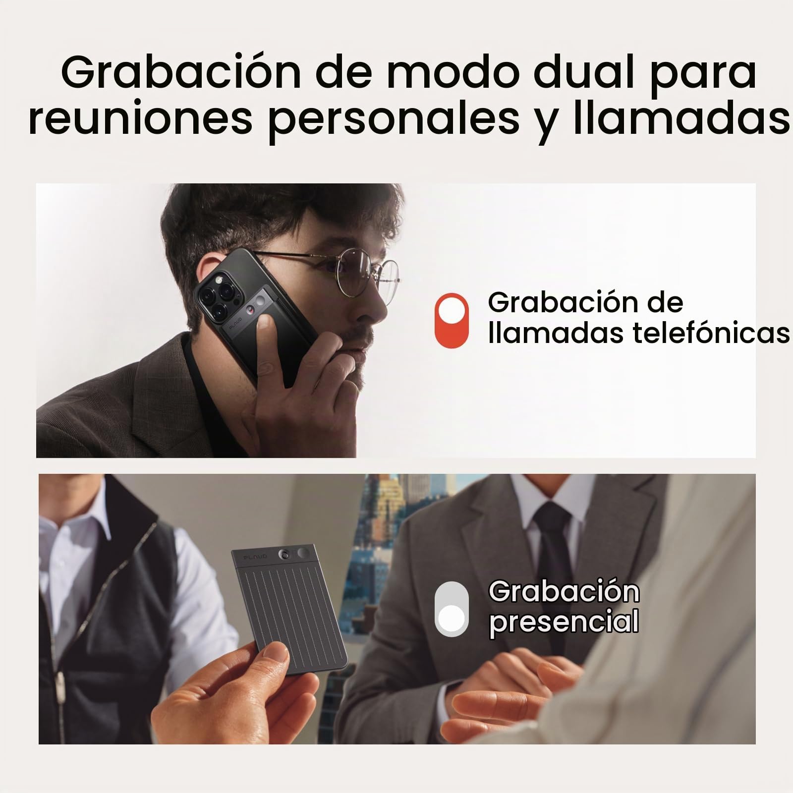 Plaud Note Grabadora de Voz IA con Funda Negro y Marrón Transcribe Resume Transcripción IA, Soporta 112 Idiomas Control de Reunión con App Genial para Lección Llamada Entrevista Charlas Clases