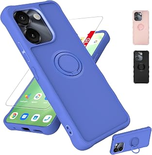 for AirVoice S67 5G / C67 /A67 Case Compatible for FOXXD Foxx Miro S67 5G / A67 / HTH C67 Phone Case Cover [with Tempered Glass Screen Protector][ NO FIT A67L][Ring Support] Blue