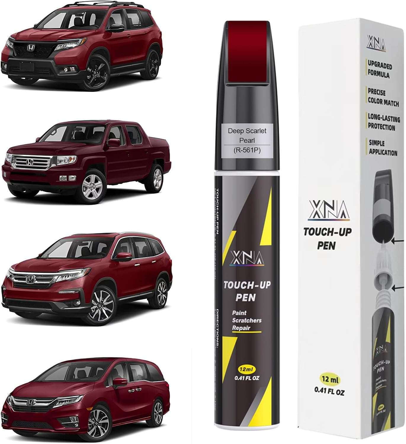 XNA Milano Red(R-81) for Honda Touch Up Paint, Car Scratch Remover for Nicks and Chips Repair, 2-In-1 Quick & Easy Fix Car Scratch Repair Kit with Exact Color-Matched
