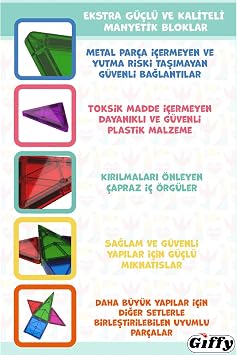 Manyetik Yapı Blokları – Çocuklar Için Renkli 3 Boyutlu 36 Parça Manyetik Karo Oyun Seti, Çocuklar İçin Eğitici, Öğretici, Aile Aktivite, İnteraktif, Manyetik Oyun Setleri