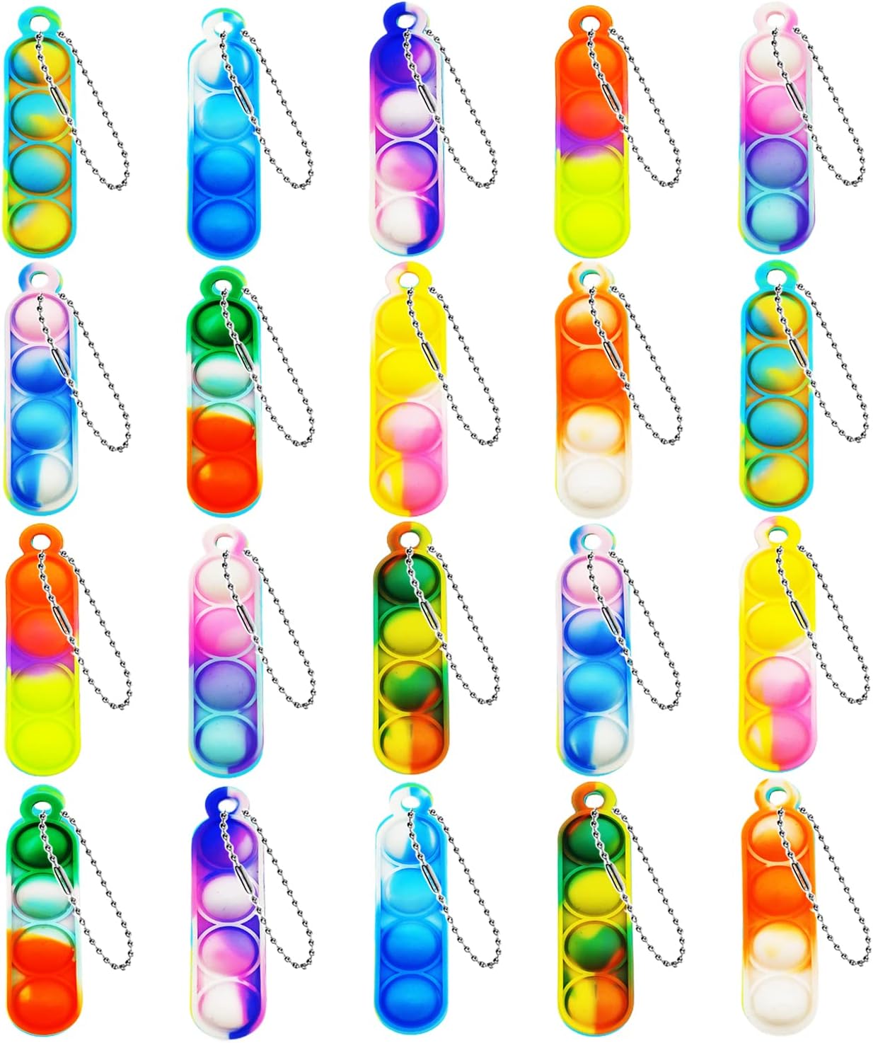 Steemjoey 20 Pezzi Mini Pop Push It Fidget Toy Portachiavi, Colorato