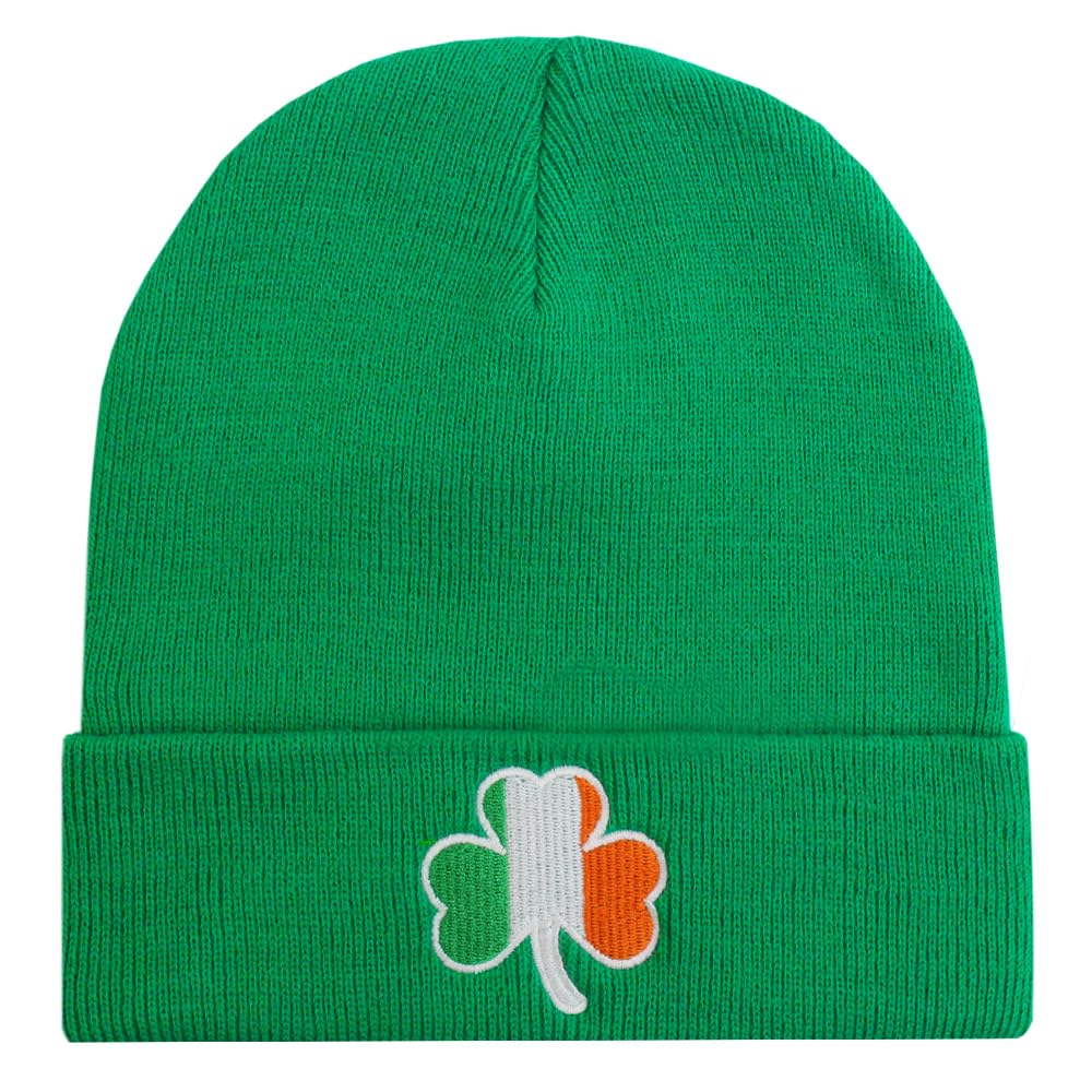 Teddyt's Men's Green Adult Ireland Flag Irish Shamrock Thermal Knit Beanie Hat (Green)