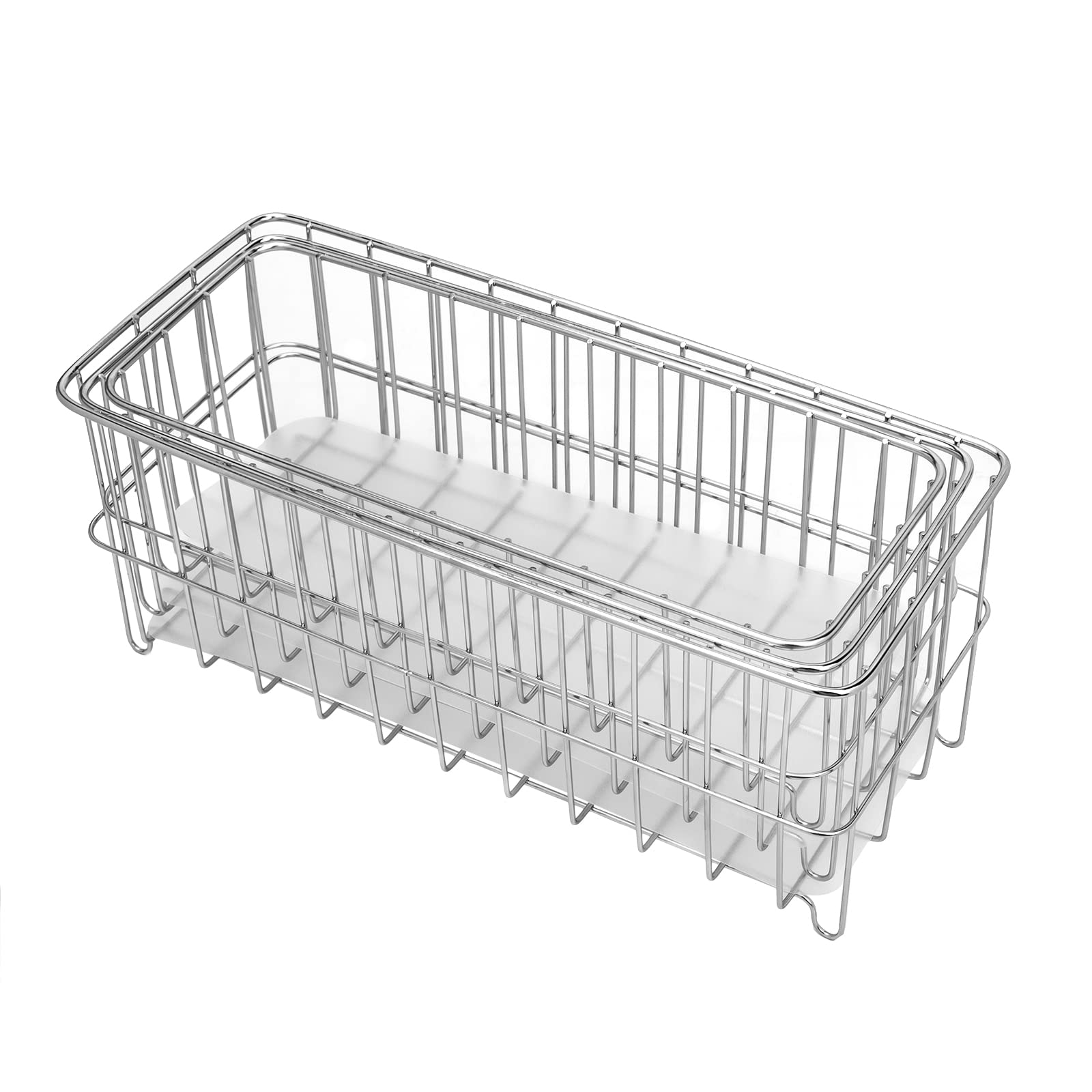 HANZE [Set of 3] Small Metal Wire Storage Organizer Basket Bins, Baskets for Household Purposes - Silver