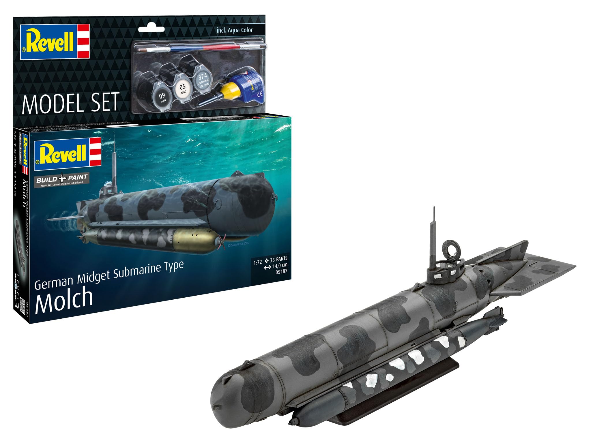 Revell 65187 - 1/72 Model Set German Midget Submarine Type Molch - New