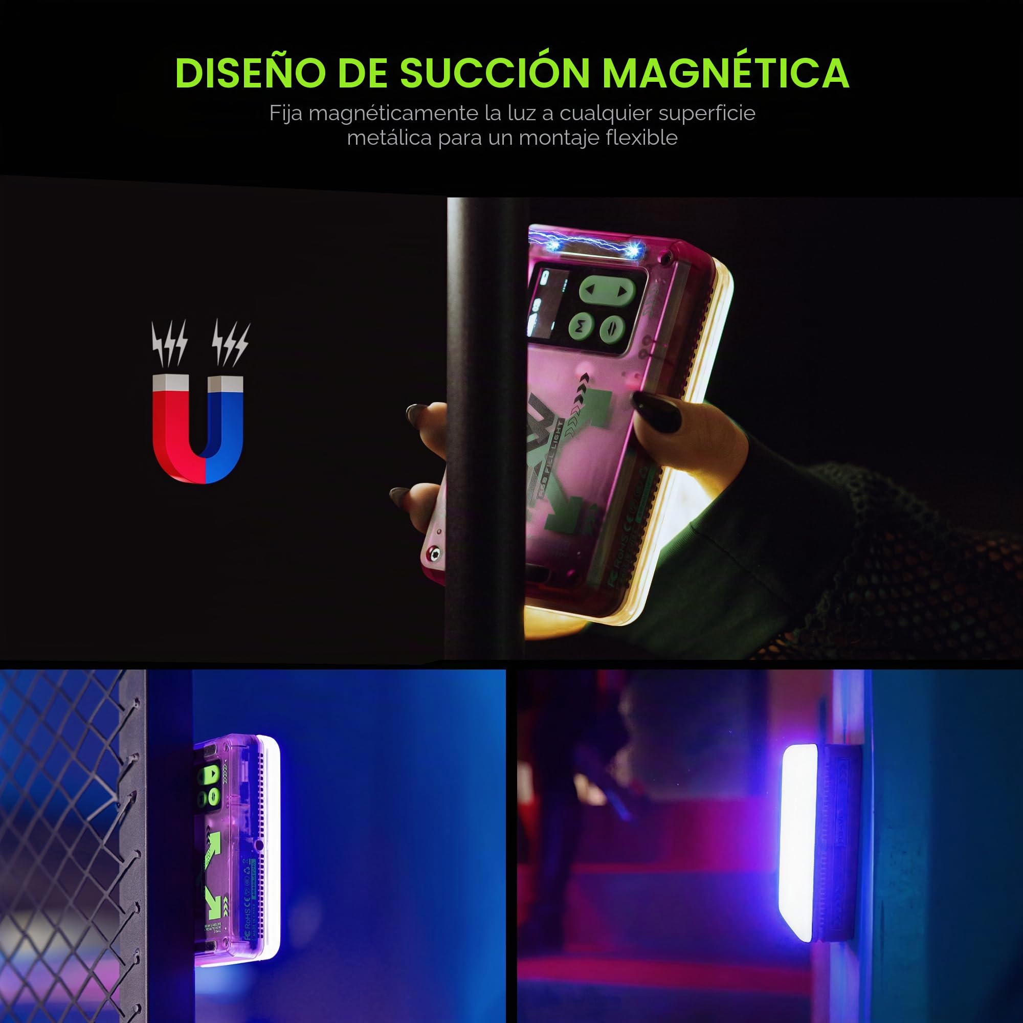 VILTROX Luz de video LED RGB magnética con control de aplicación/soportes de garra fría/CRI 97+/2500K-8500/4000 mAh/26 escenas de luz para fotografía, vlogs, iluminación selfie