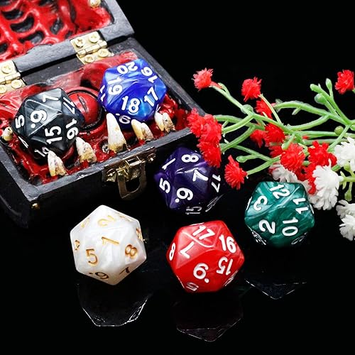 Miniatura 6 de 6 dados DND de 20 caras, dados poliédricos D20, dados de color perla de 0.866 pulgadas, surtido de dados D20 D20, 20 caras Cube D&D para Calabozos y