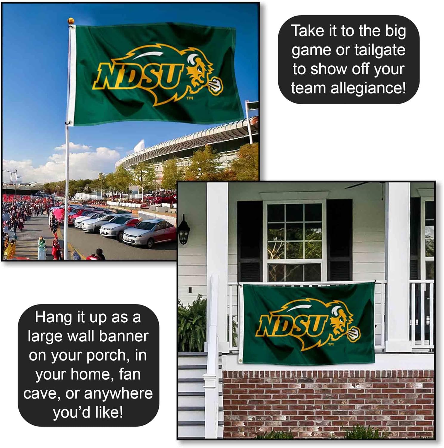 North Dakota State Bison NDSU University Large College Flag
