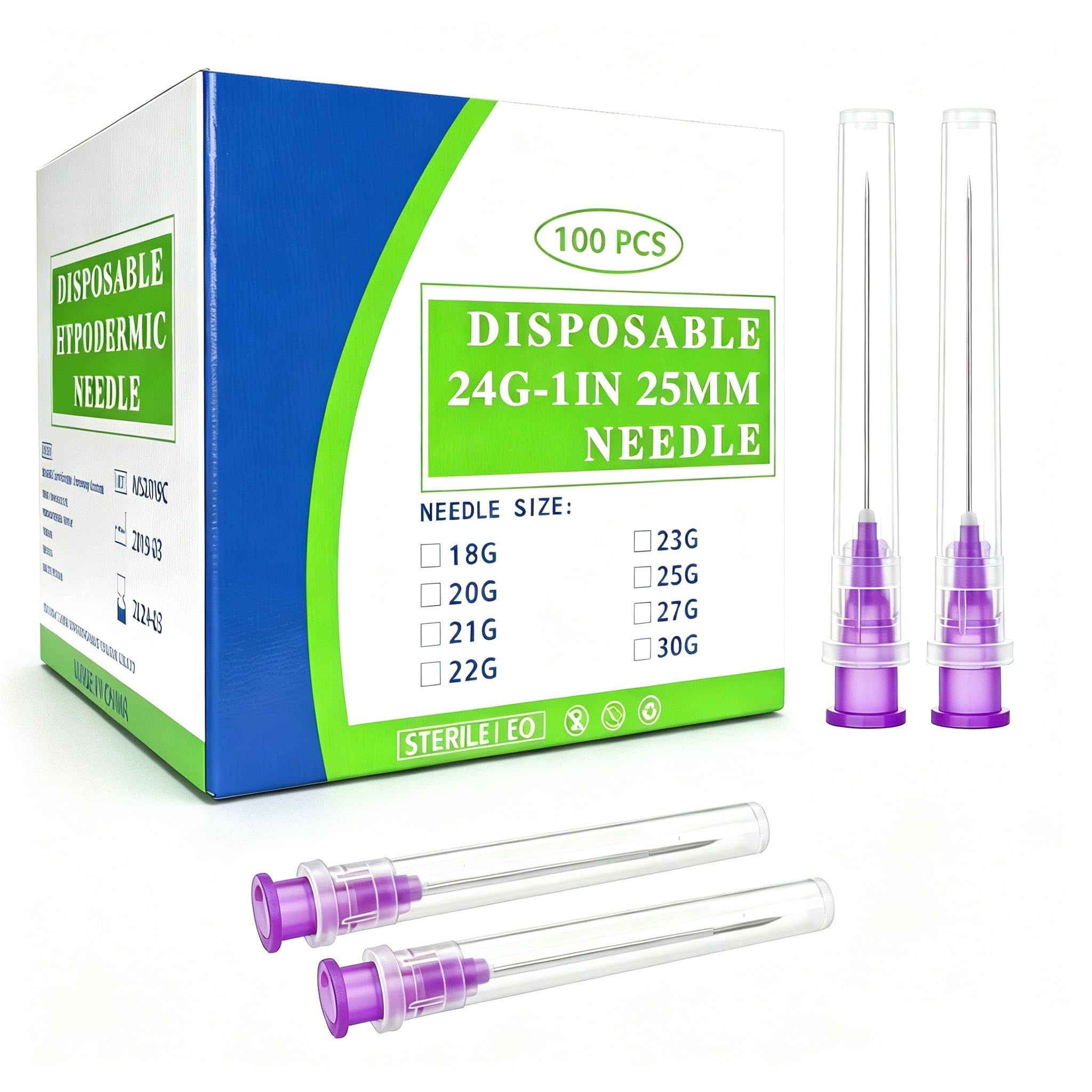 Disposable Needles - 100 Pack Luer Lock -23