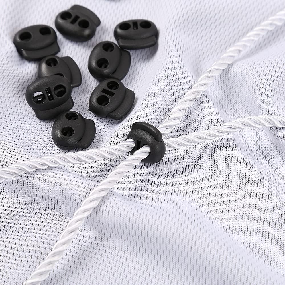 vingol 10 PCS Plastic Cord Locks End Spring Stop Toggle Stoppers for Clothes Pants Sewing Crafts (#5 Black)