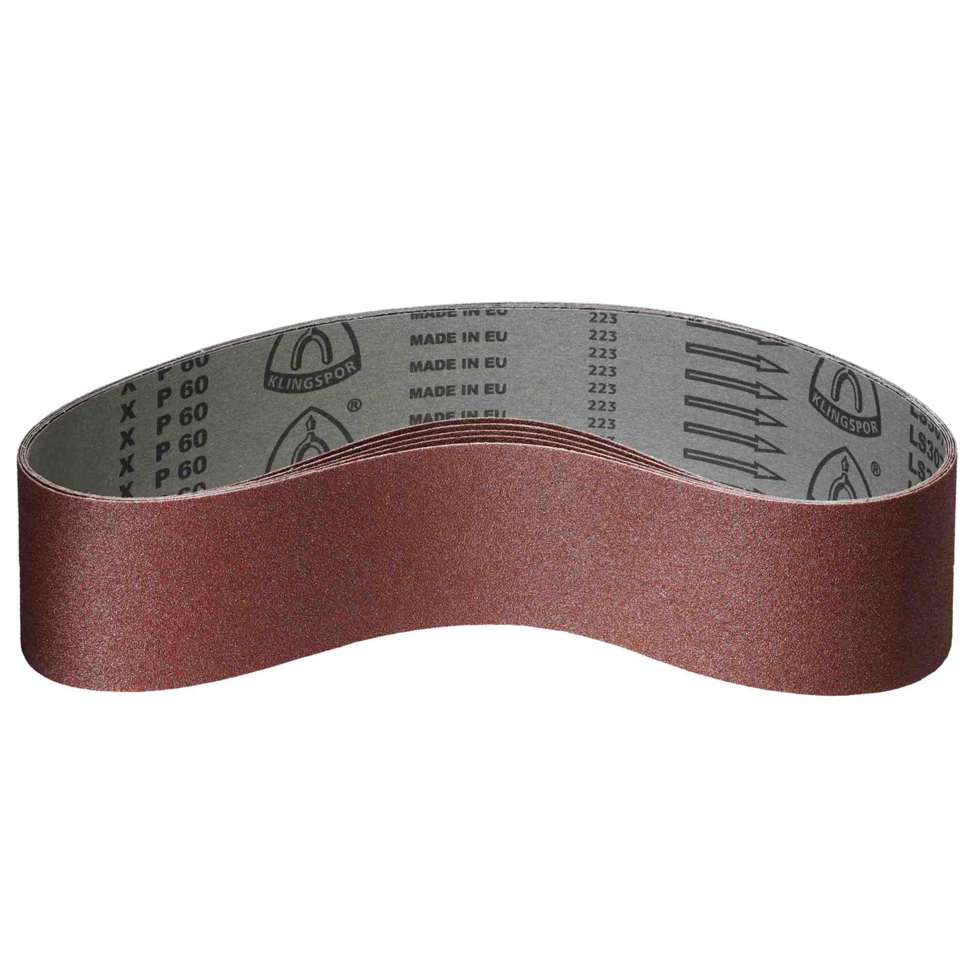 corindone Nastro abrasivo | 100 x 1000 mm | Granulometria P60 | 5 pezzi | per legno e metallo | base tessuto semi-flessibile resistente all'abrasione | nastri abrasivi professionali