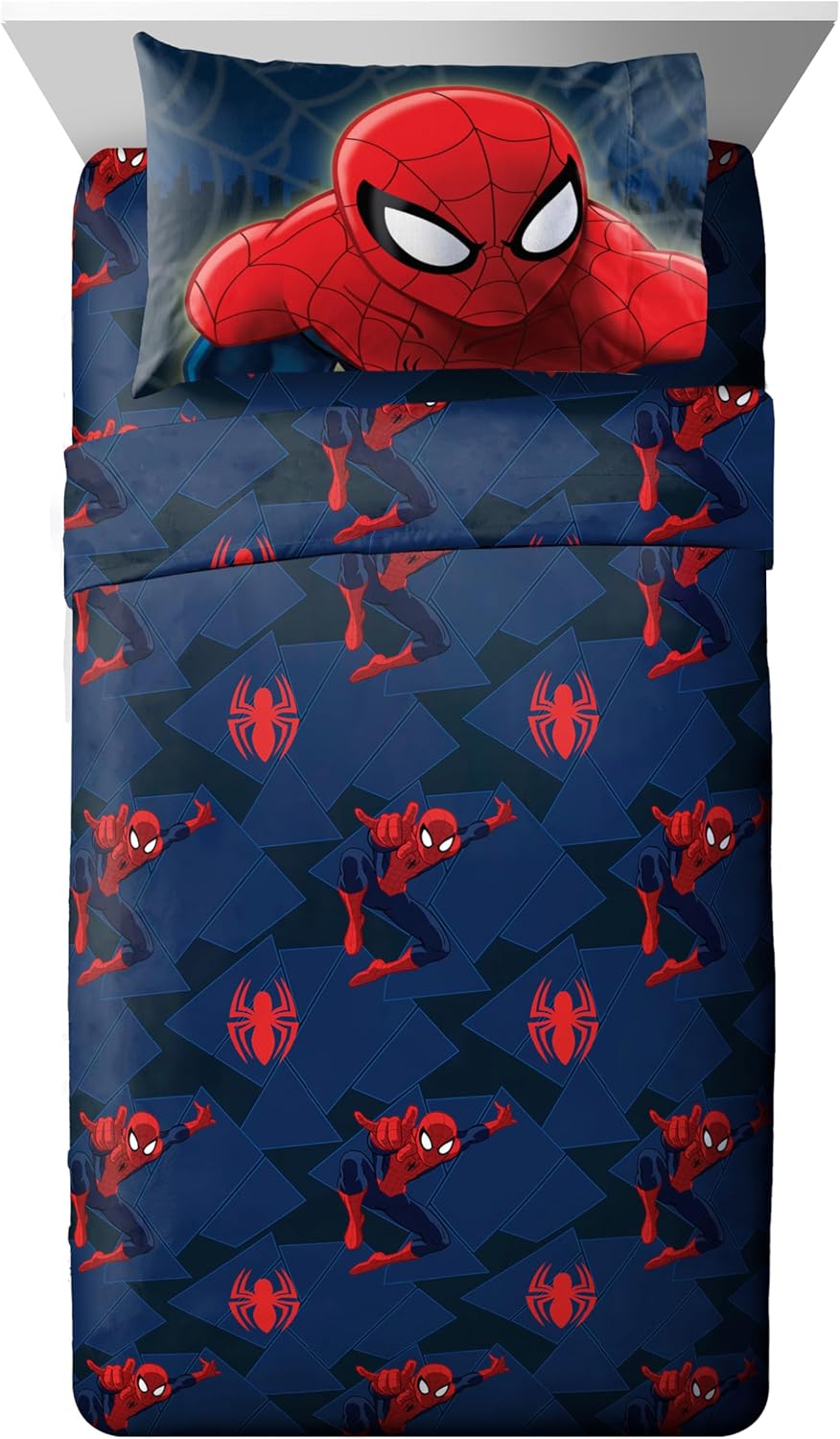 MARVEL Spiderman 'Saving The Day' Microfiber 4 Piece Full Sheet Set