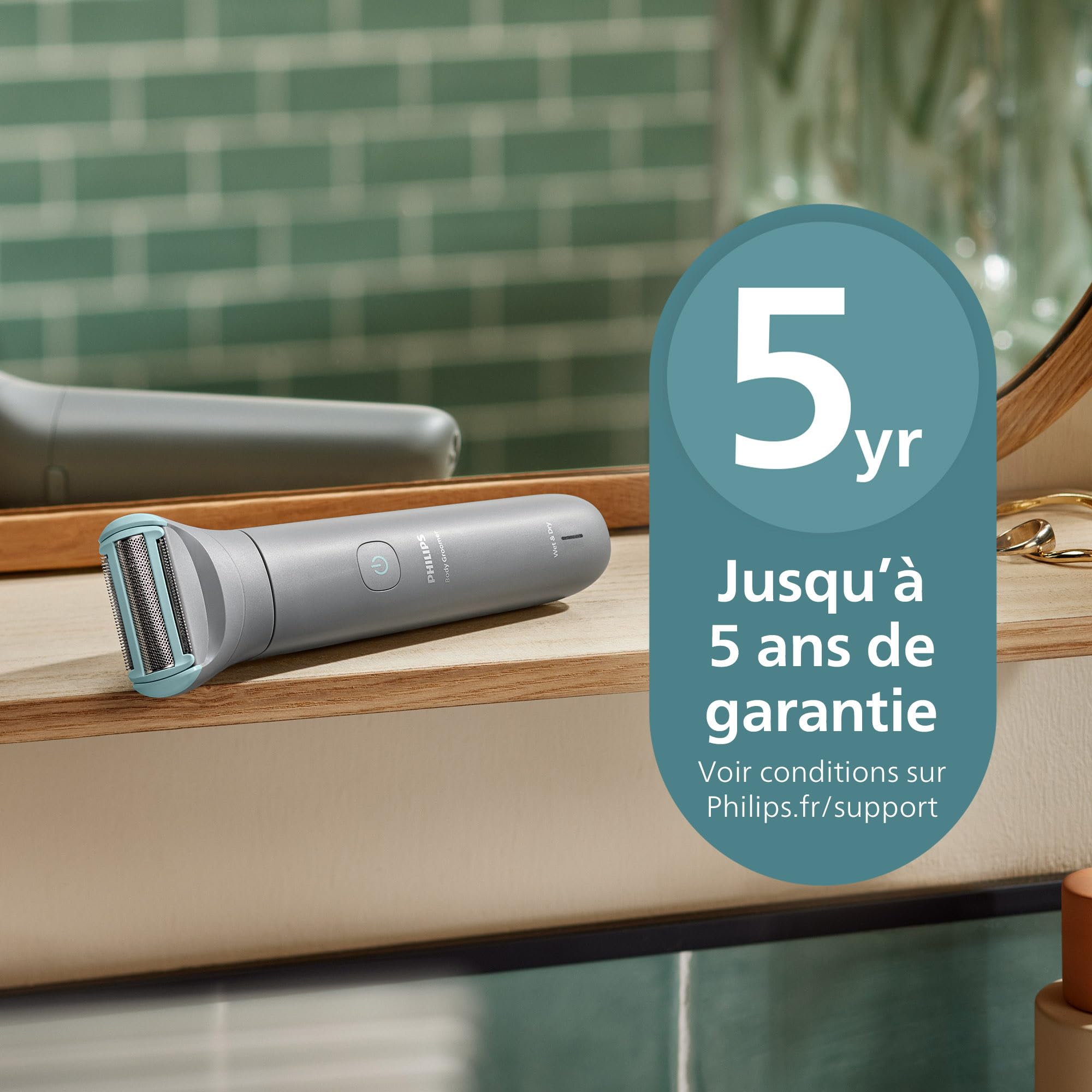 Philips Bodygroom série 3000 - Tondeuse pour hommes avec Triple protection, taille des poils et rasage des zones intimes, rasage de près qui respecte la peau, 100% étanche, autonomie 80 min, BG3480/15