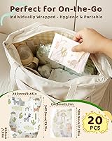 Vista 5 de Lictin Disposable Baby Bibs, Individually Packaged, Hygienic and Convenient for Toddler, Baby Travel Essentials, 20/50pcs