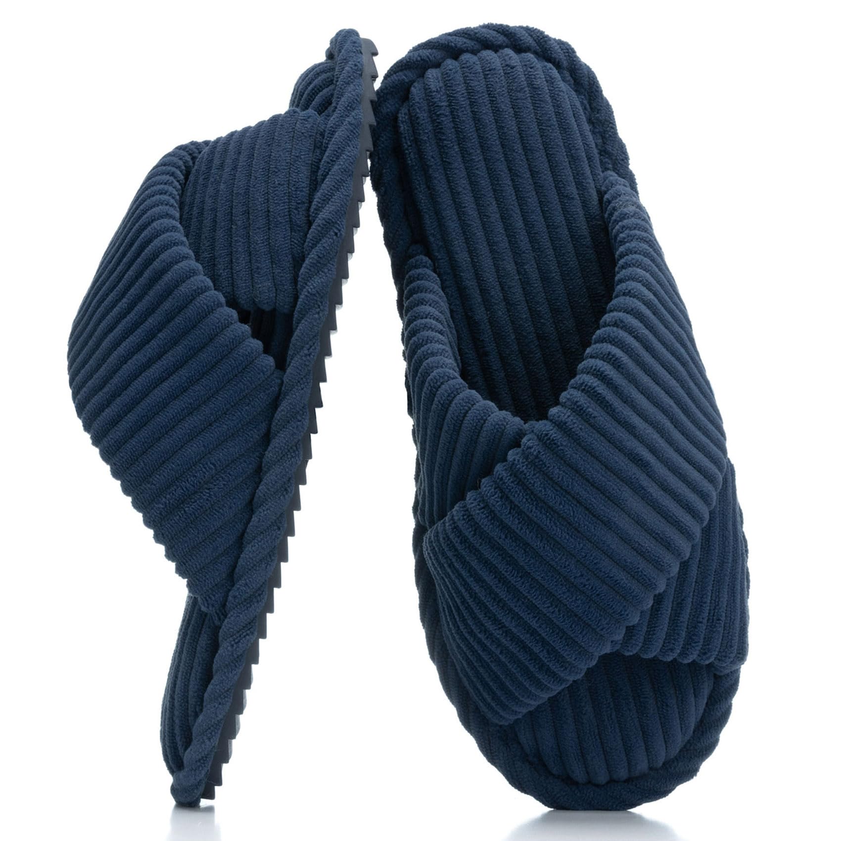GOEWY Slippers for Women with Memory Foam Open toe House Bedroom Shoes | Crossbands Cozy Corduroy Slides,Non Slip Lightweight Sole,Indoor and Outdoor,Machine-washable,Gift for Womens