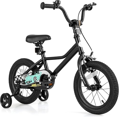 Miniatura 10 de BABY JOY Bicicleta para niños, 12, 14, 16, 18 pulgadas, bicicleta deportiva con ruedas de entrenamiento extraíbles, frenos de mano y posavasos,