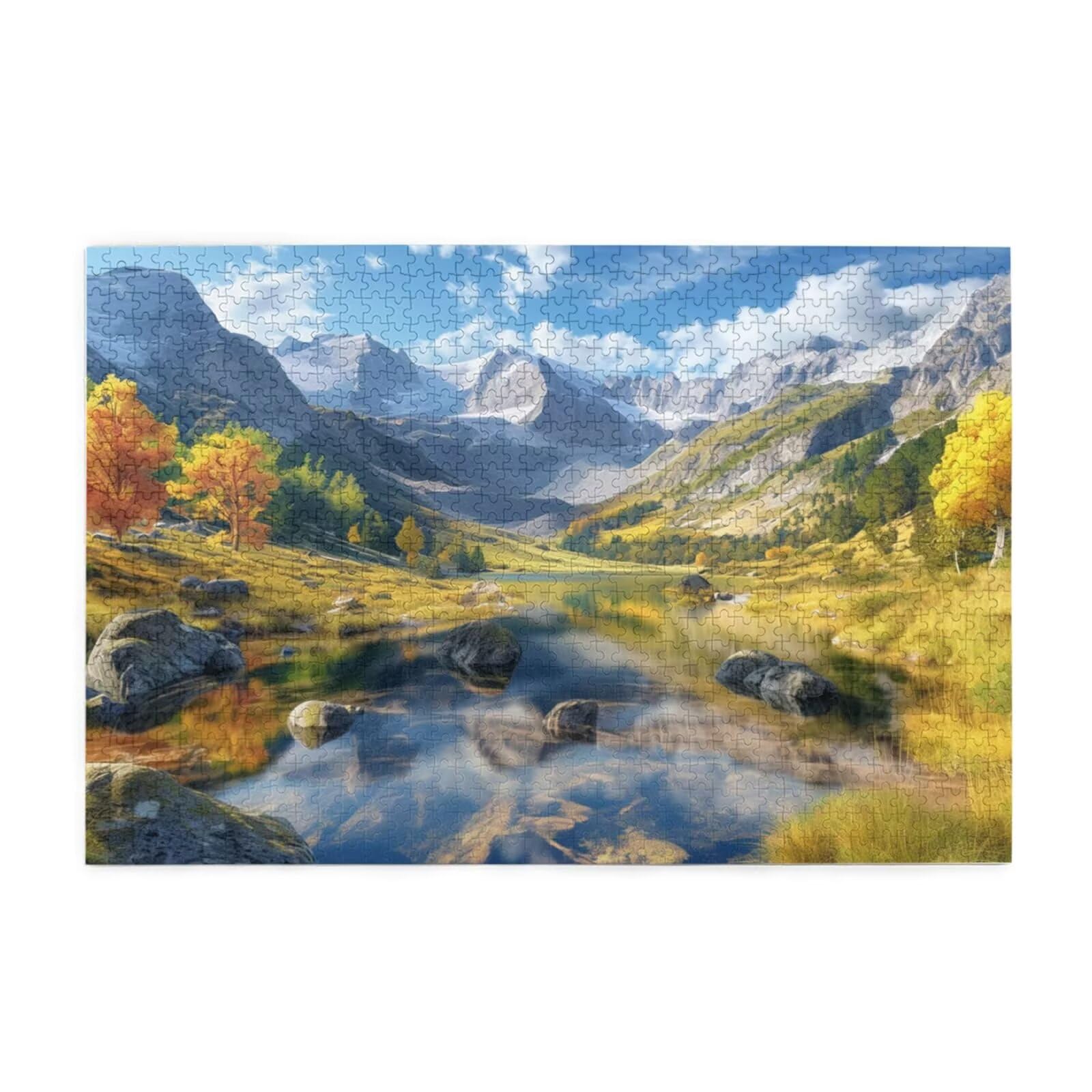 Puzzles Paisaje 1000 Adultos, Puzzle Montaña con Cajas y Cartel, Juego Clásico de Puzzle Arte para Entretenimiento Adultos, Regalos de Decoración del Hogar para Pasatiempos Creativos de Mujeres 2T-804