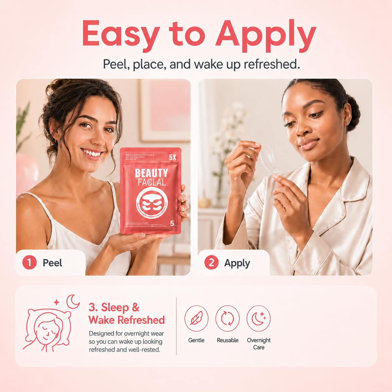 Smile Line & Anti Wrinkle Patches,Hydrating Lip Patch with Collagen (5 Count - Reusable Silicone)
