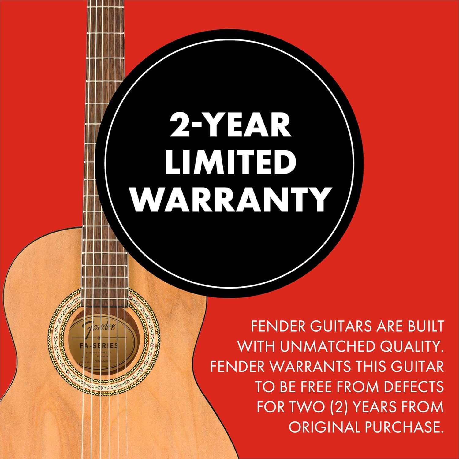 Fender Classic Design CN-25 in nylon a corde, tastiera in noce a scala corta, chitarra acustica classica 3/4, naturale. Ideale per principianti