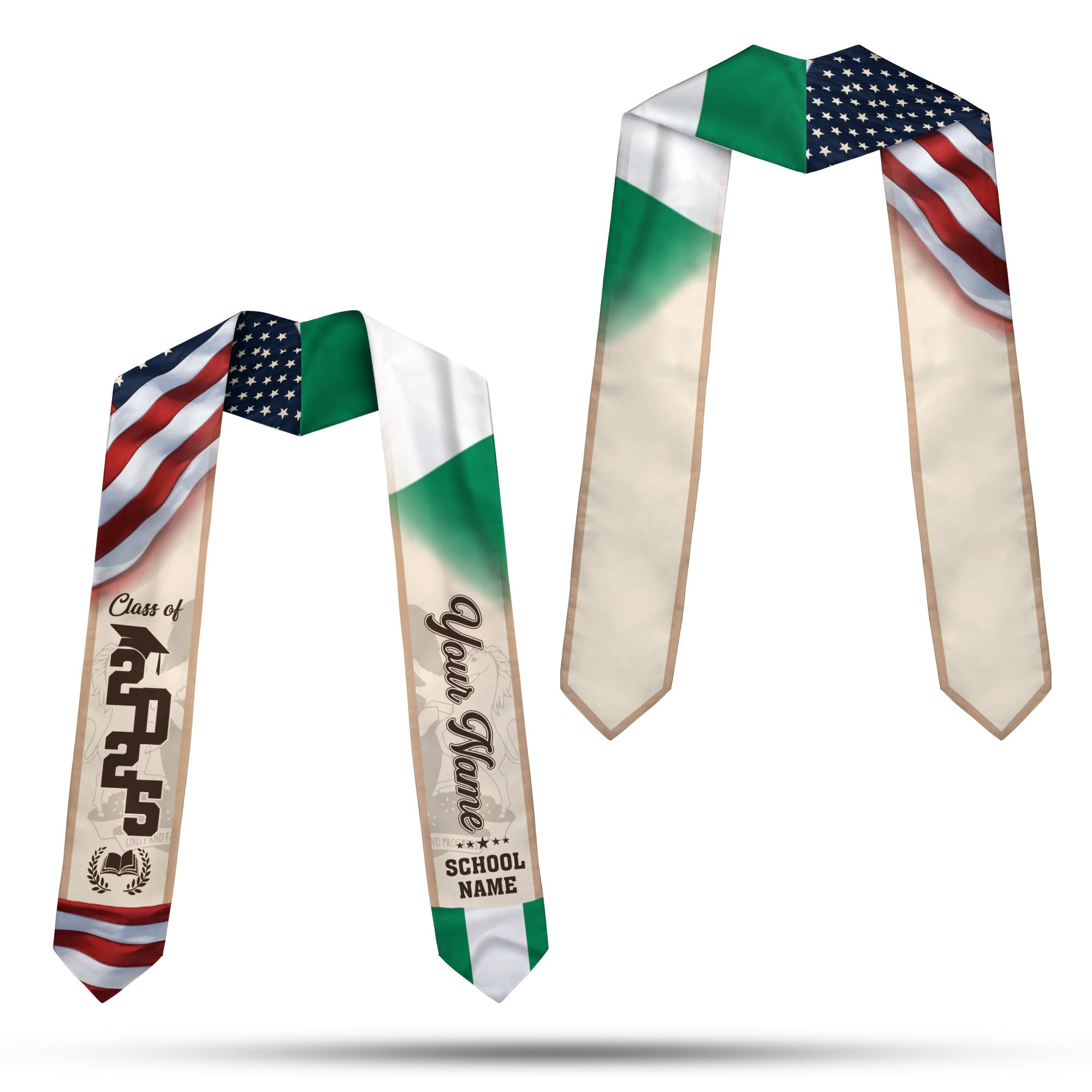 MonkeyVan Nigerians Graduation Sash Custom Nigerians American Flag Graduation Sash 2025 Nigeria Graduation Stole Class of 2025 Ng13
