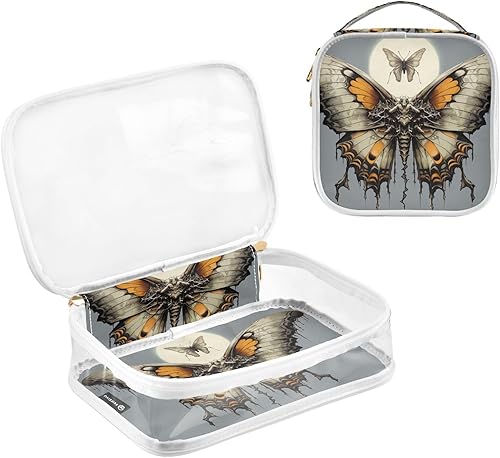 Miniatura 3 de Gothic Moon Skull Butterfly Clear Toiletry Bag for Traveling,2 Pack Makeup Cosmetic Bag with Zipper,Travel Bag for Toiletries,Travel Essentials