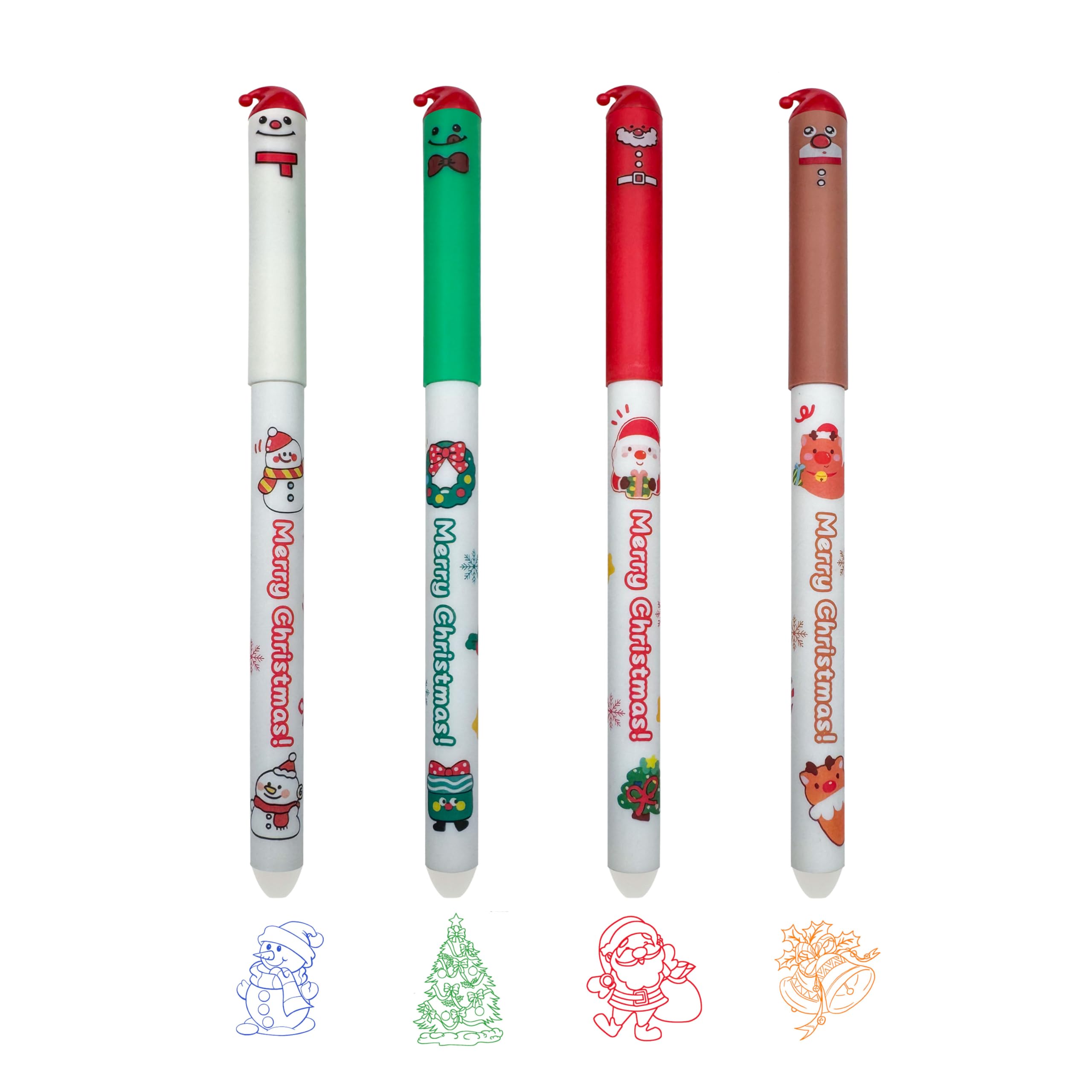 FloraVigo 4 Pack Thermal Erasable Pens Clean Erasable Write Evenly 0.5mm Tip (Christmas) — image 1