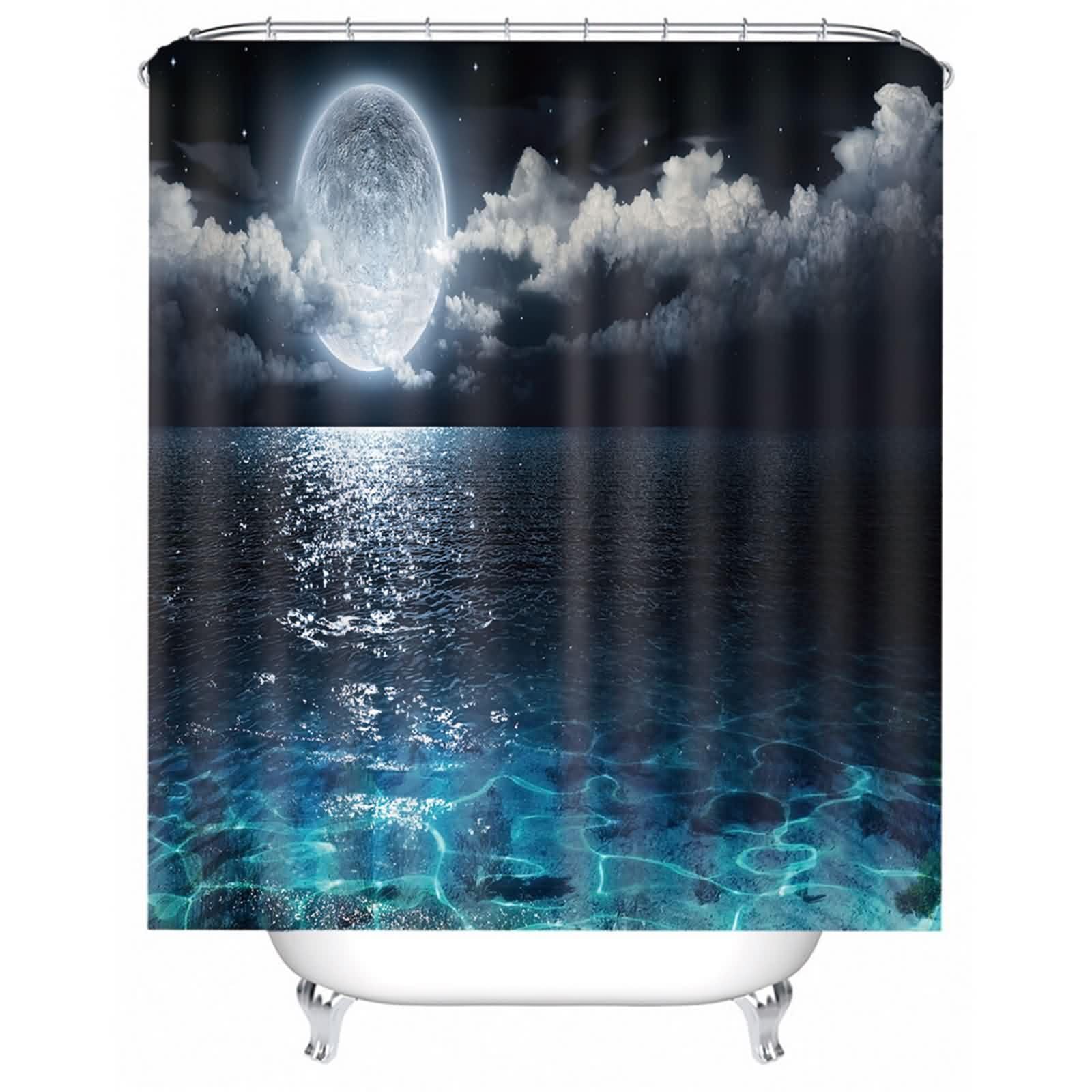 Rideau de douche bleu anti-moisissure lavable pour une salle de bain saine