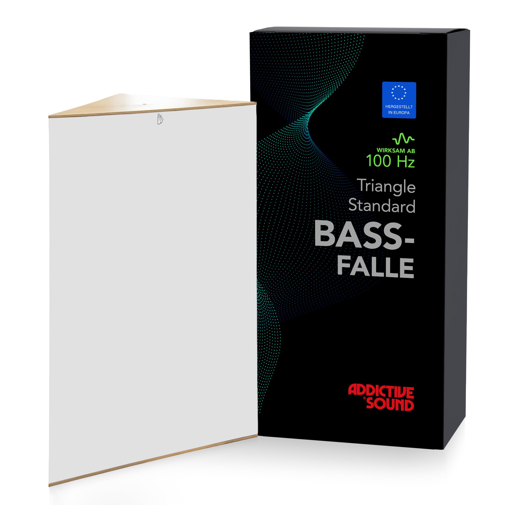 Addictive Sound Bassfalle Ecke Standard, Bass Trap Eckabsorber, Weiß | 35x35x50 cm, 98 cm hoch, Akustikwolle-Kern, stapelbar für Raumecken, EU-produziert, 36 Monate Garantie