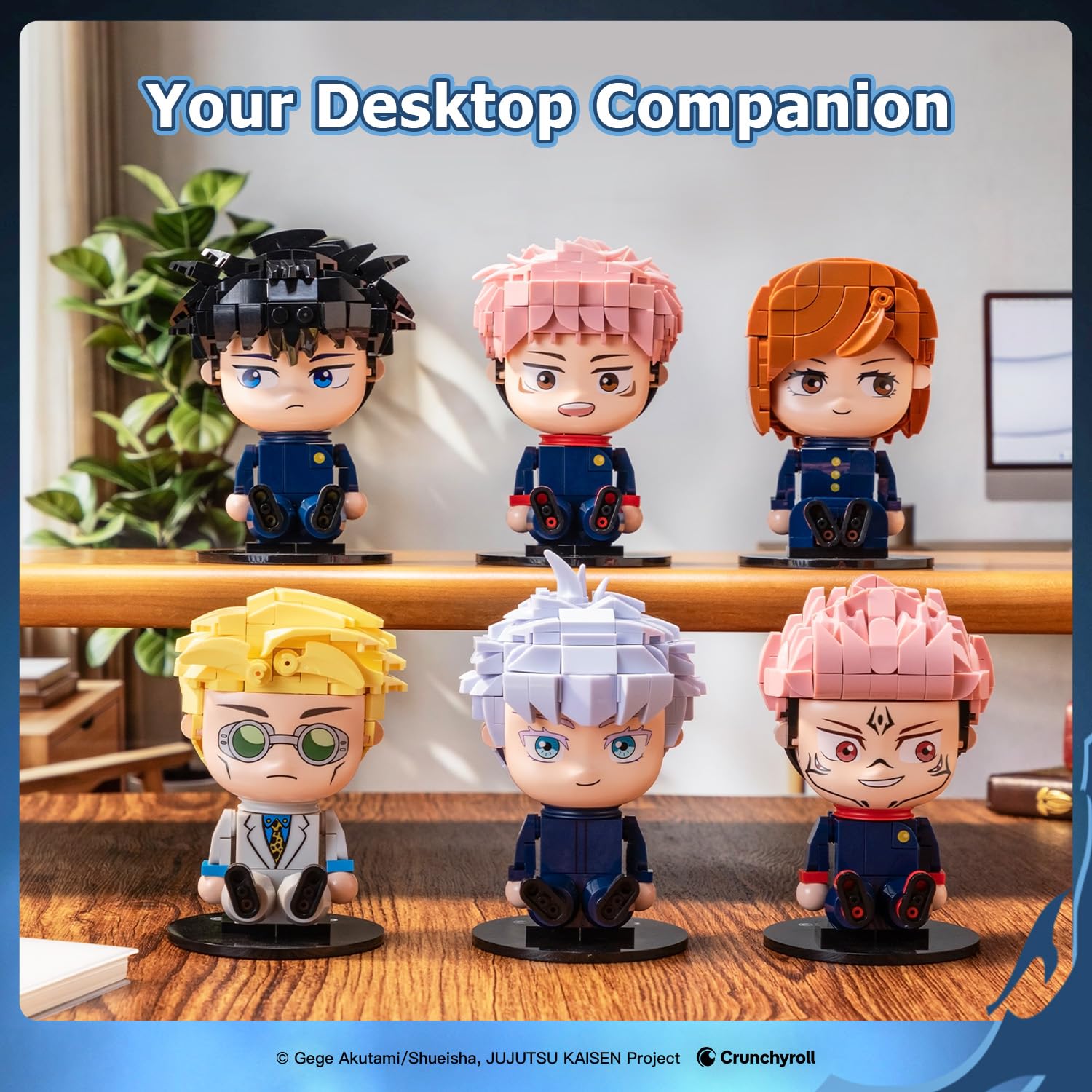 puremind JJK Chibi-Sammelset, Jujutsu Kaisen Mini-Figuren, 6er-Set | Offiziell lizenziert, bewegliche arme, chibi-look, keine doppelten motive, zum bauen, für regal, vitrine, sammlung und deko