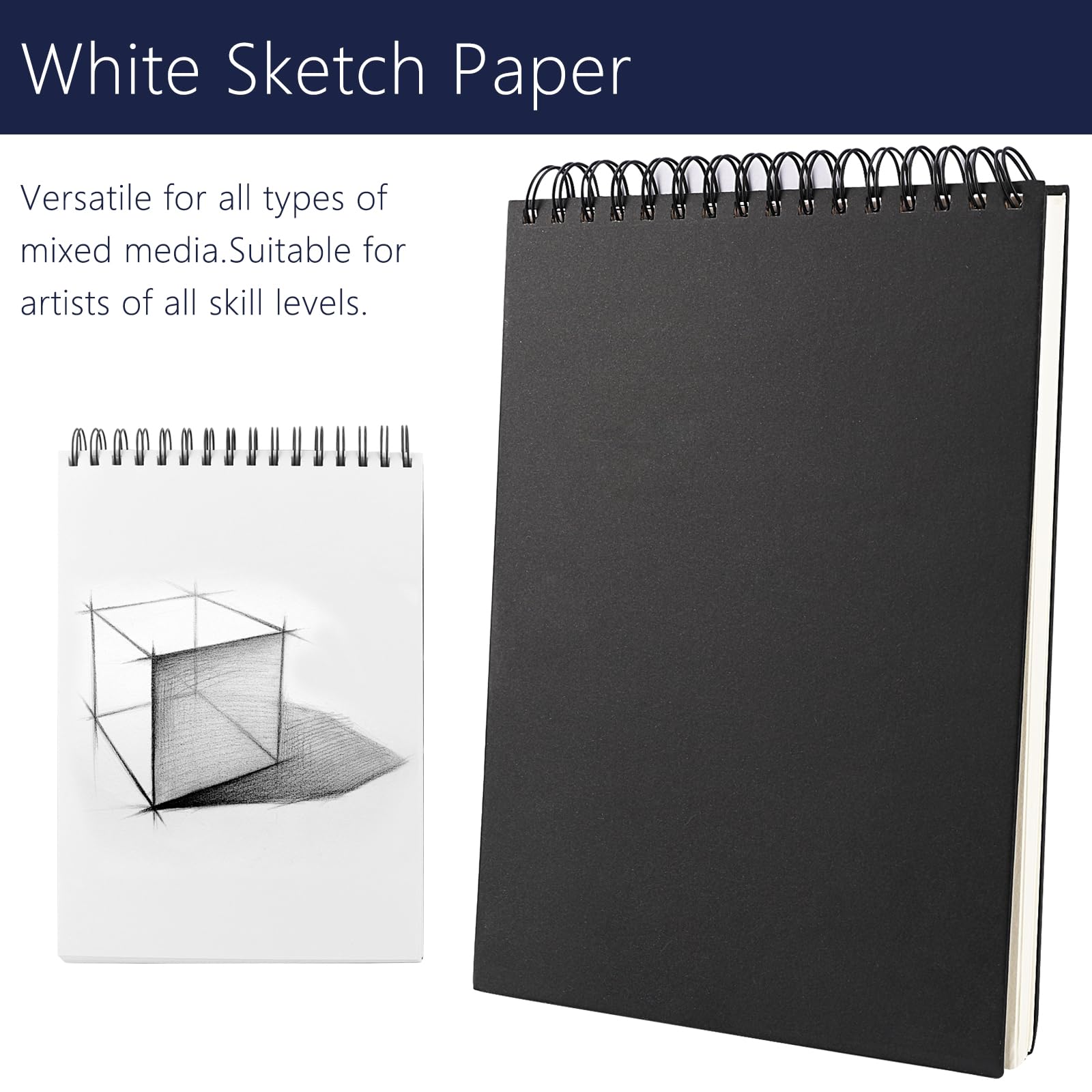 120 Páginas 60 Hojas Cuadernos de Bocetos A4, 160gsm Bloc de Dibujo A4, Cuaderno de Dibujo DIY Libros de Visitas para Escribir Dibujo Adecuado para Lápiz Acuarela Dibujo Escritura Artistas, 01