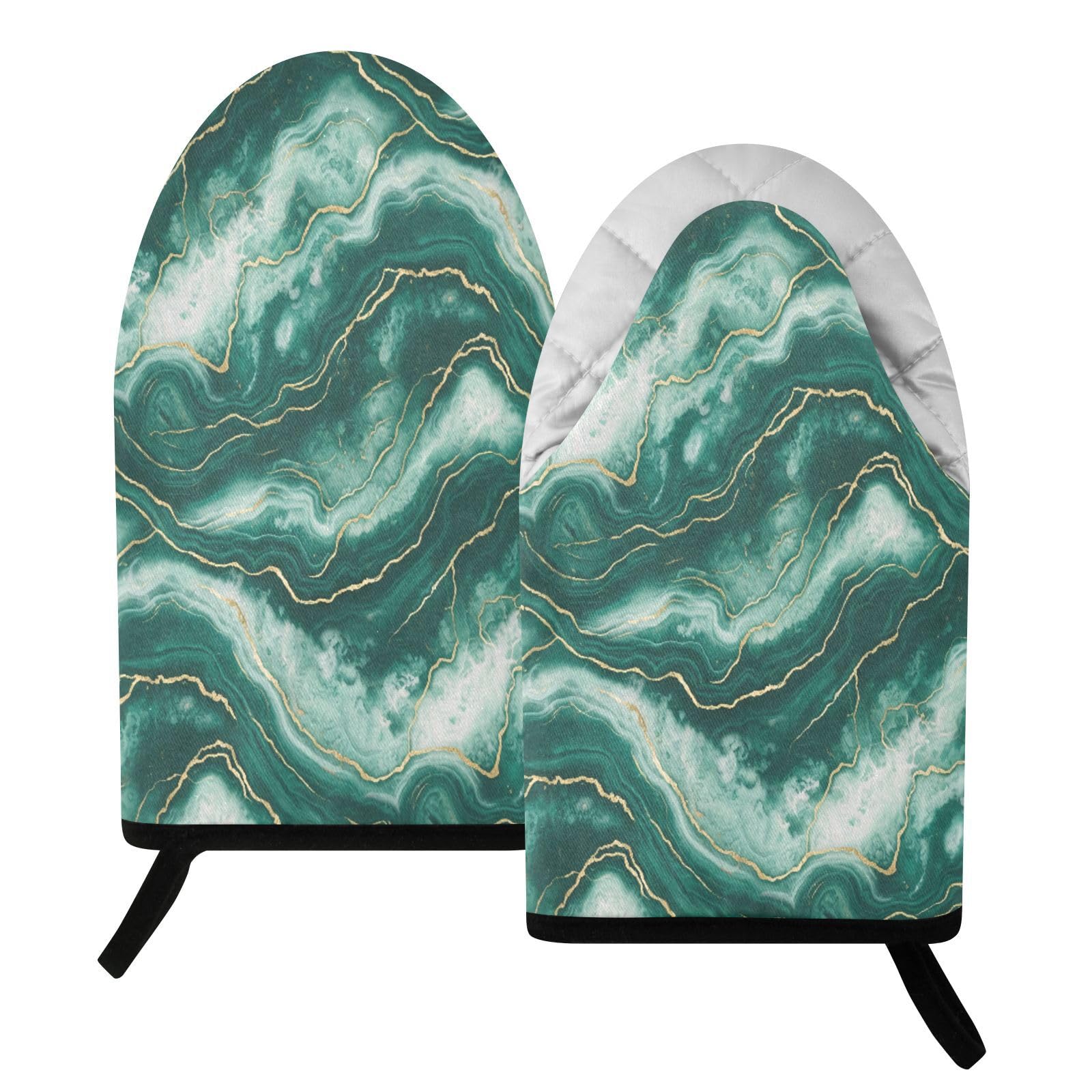 BURSTDDY Marble Oven Mitt,Heat Resistant Kitchen Mitts for Cooking