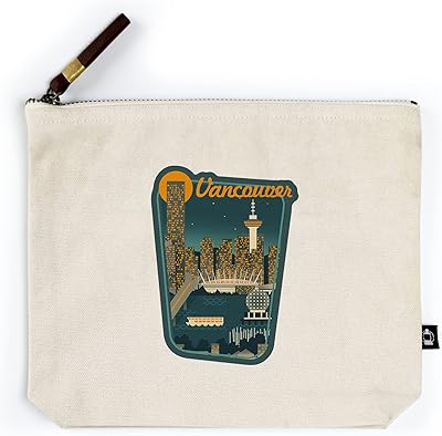 Lantern Press Vancouver, British Columbia, Retro Skyline, Contour (100% Cotton Canvas Travel Accessory Go Bag)