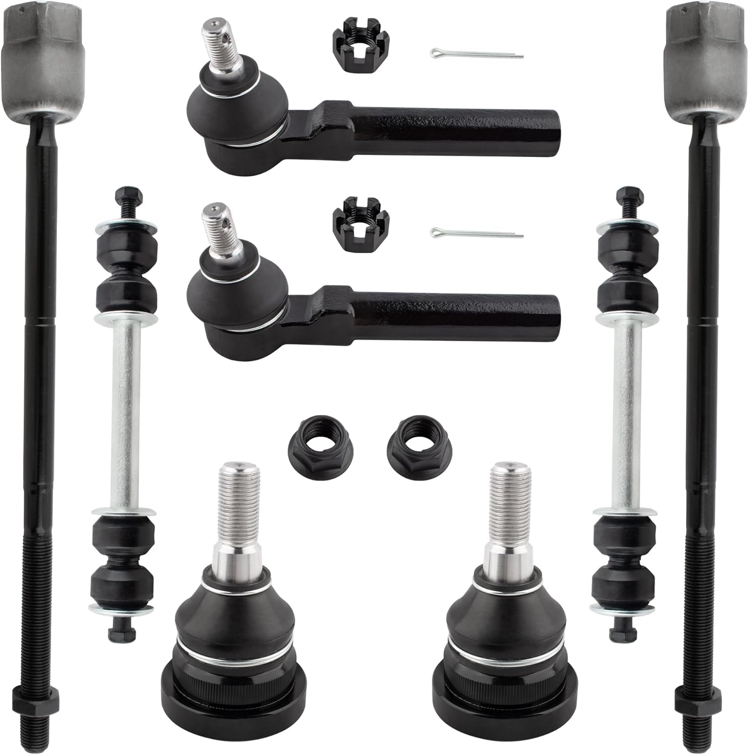 BOXI 8pcs Front Ball Joints + Sway Bars + Tie Rods Fit for Ford Mustang 1994 1995 1996 1997 1998 1999 2000 2001 2002 2003 2004 Convertible/Coupe 2-Door (Not For SVT Models) | K8749 K8848 ES3184 EV127