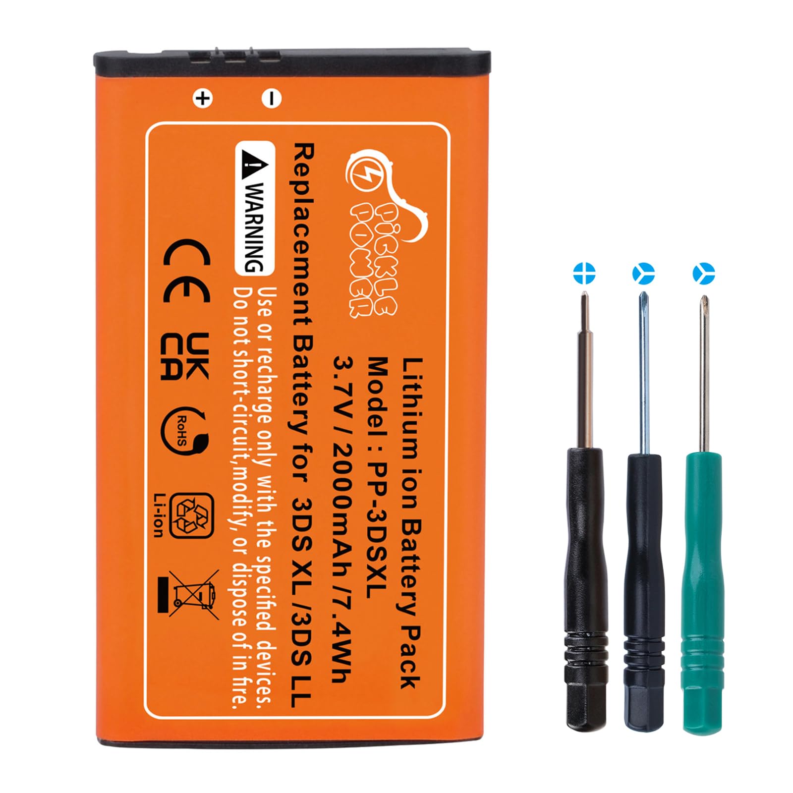 Pickle Power 3DS XL Battery, 2000mAh SPR-003 Battery Replacement for Nintendo 3DSXL/New 3DSXL/ 3DS LL/New 3DS LL Game Console, with Repair Tool Kit