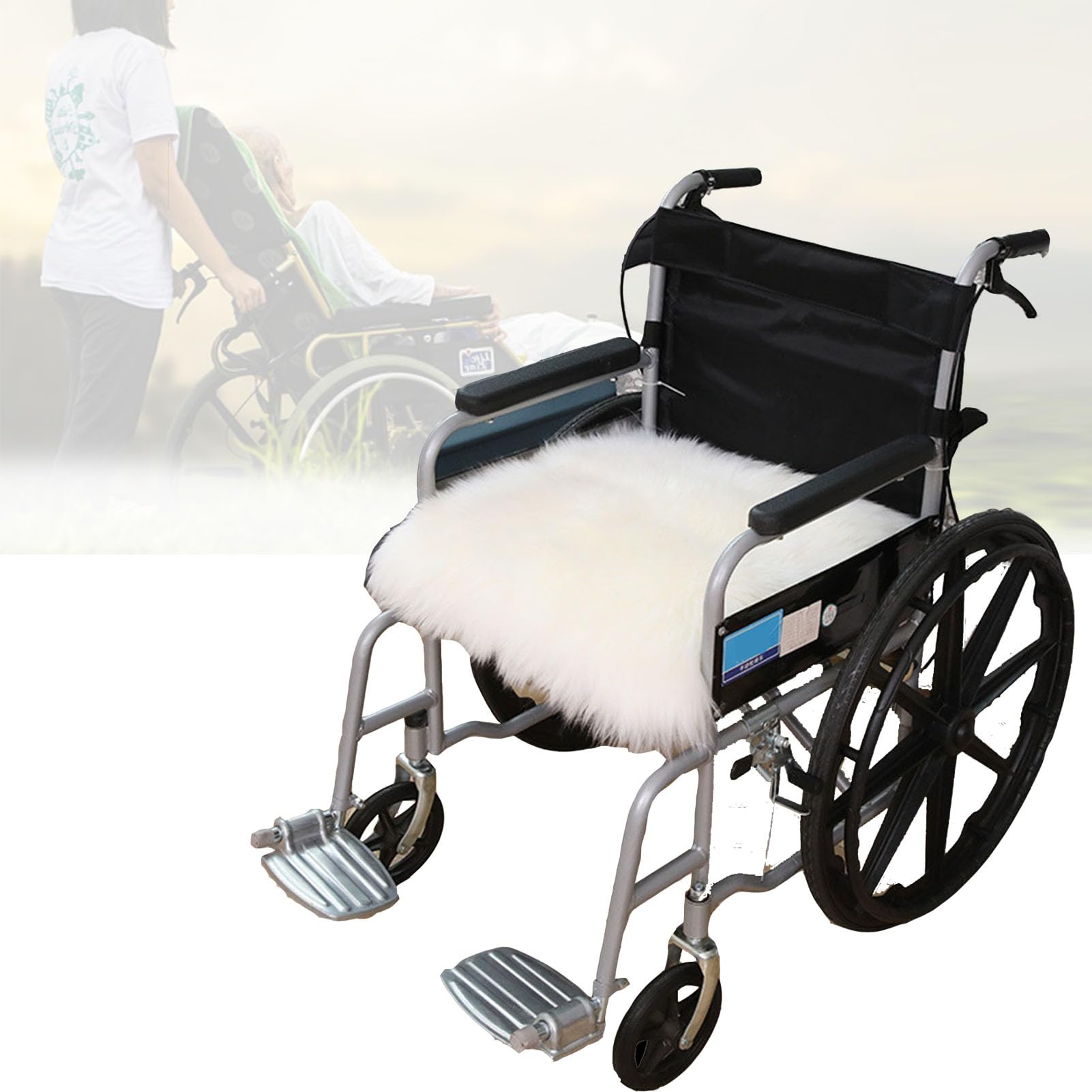 Cojín para silla de ruedas, funda de asiento de forro polar de lana pura, cojín súper suave para silla de ruedas eléctrica manual, silla, sofá, coche