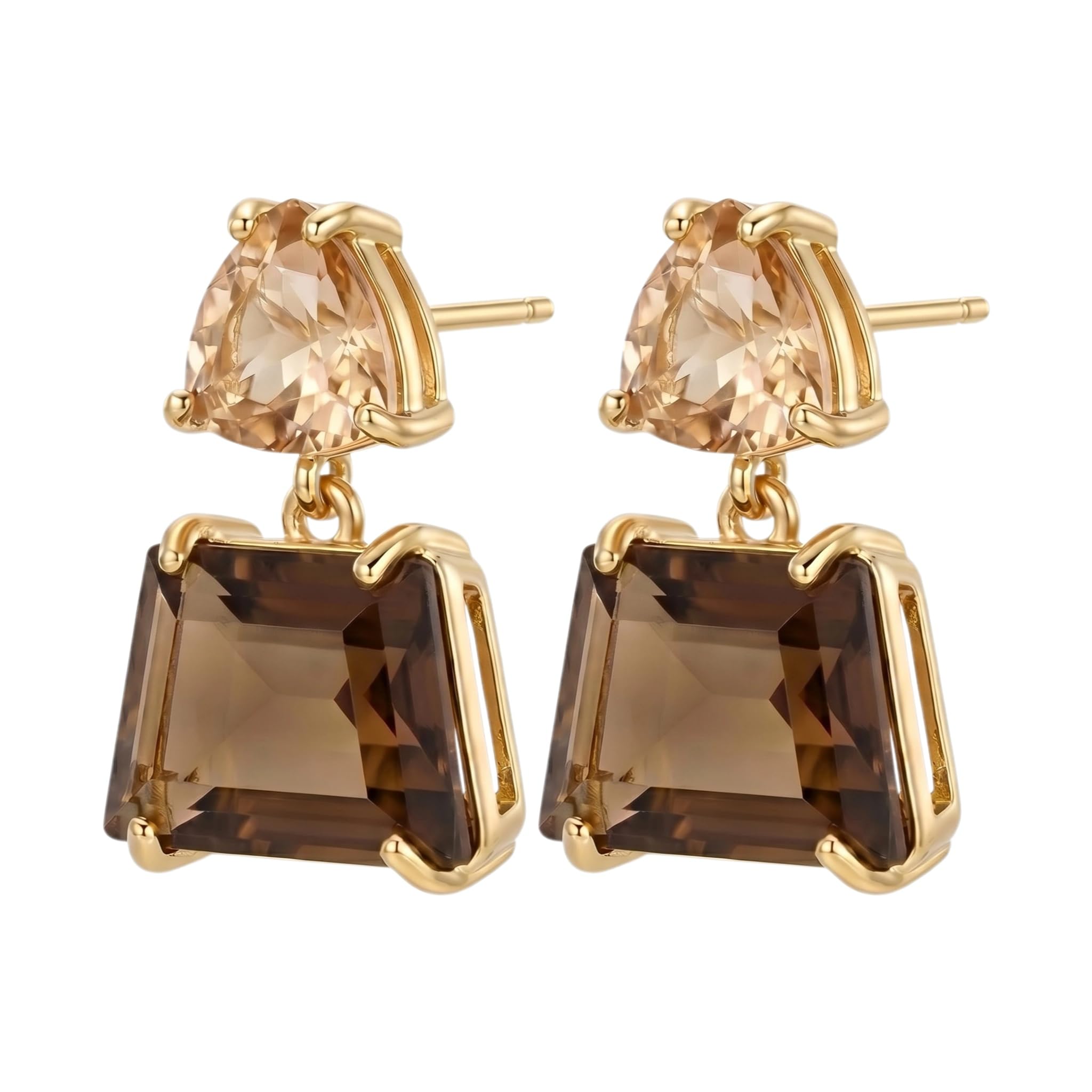 Brown crystal earrings, champagne gemstone dangle drops, lightweight nude jewelry, women daily wear, evening party accessories, vintage art deco style