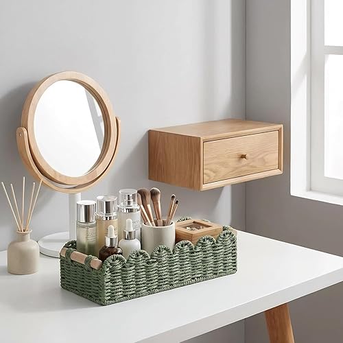 Miniatura 6 de CubesLand Cestas decorativas de borde festoneado para el hogar, sala de estar, cesta de almacenamiento de papel higiénico para sobre estante de