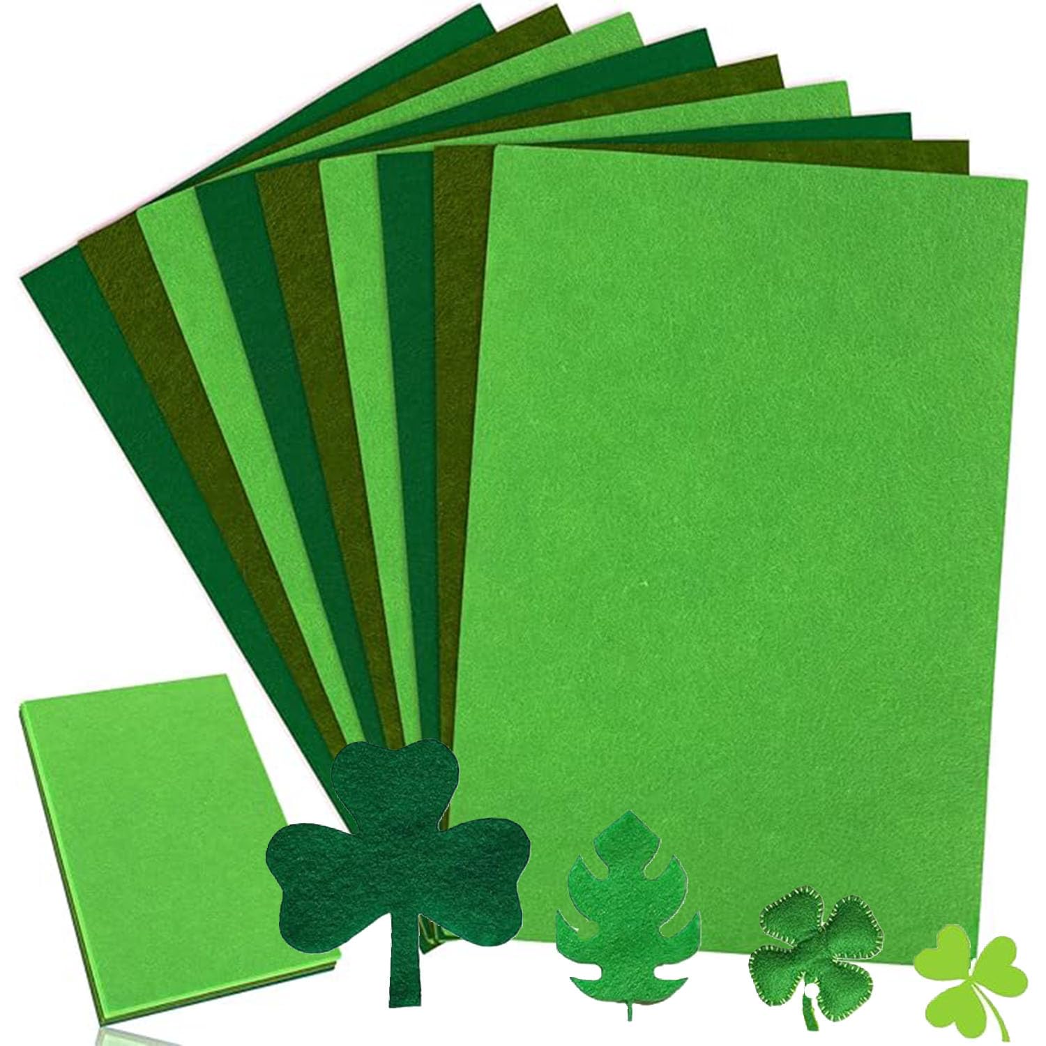 20 Pieces St. Patrick's Day Green Felt Fabric Sheets, 8 x 12 Inch Palm Leaf Soft Non Woven Assorted Color Felt Fabrics, Squares Sewing Patchwork Felt Craft for St. Patrick's Christmas DIY-image-25