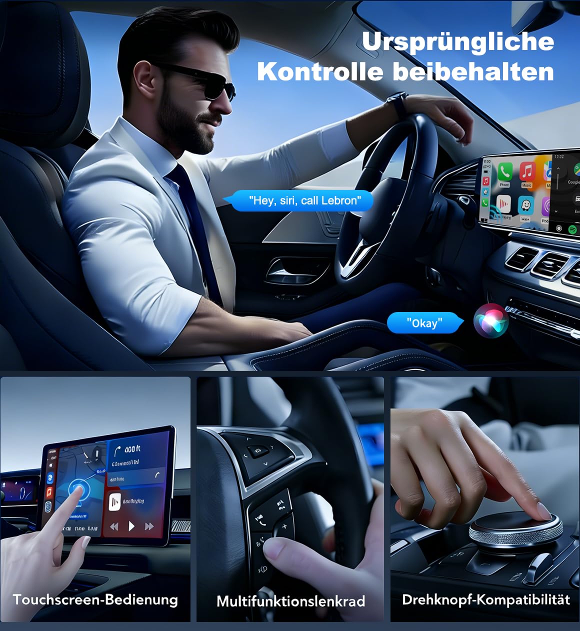 2026 Upgraded 2-in-1 Carplay Wireless Adapter, unterstützt CarPlay+Android Auto, Bluetooth 5.4 drahtlose Verbindung, Plug & Play, kompatibel mit iOS 10+/Android 11+ & Autos ab 2016