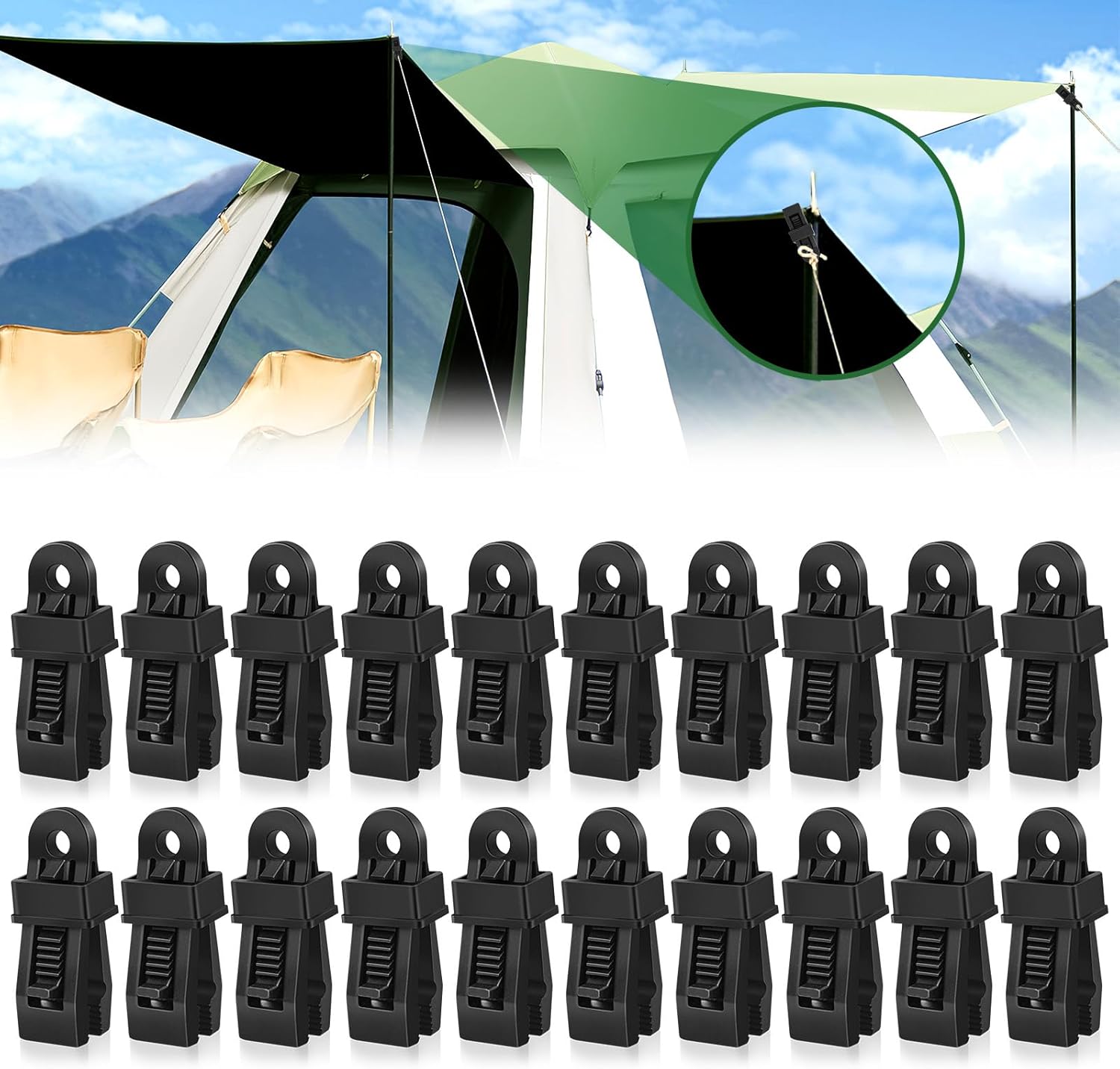 20 Pcs Tarp Clips Clamp, Heavy Duty Tarpaulin Clips Set, Crocodile