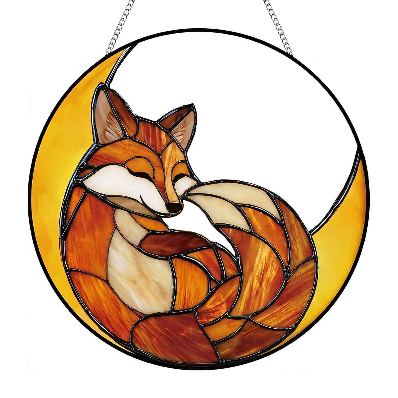 Fox Acrylic Suncatcher Ornament, Stained Glass Window Hangings, Sun Catchers for Windows, Vivid Garden & Home Ornament, Gift for Nature Enthusiasts