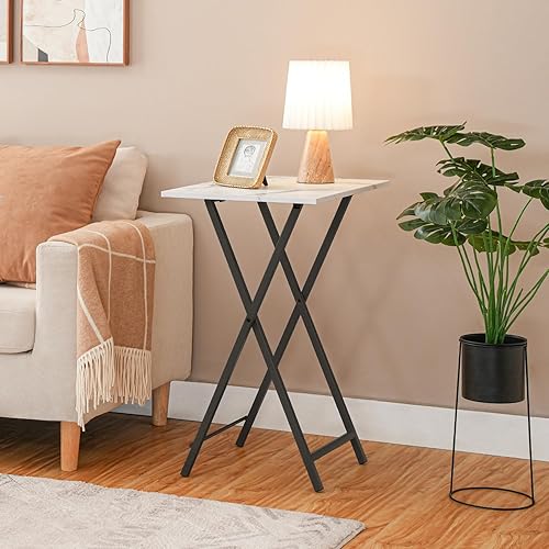 Miniatura 4 de HOOBRO Bandeja de TV, mesa plegable para TV, mesa de aperitivos estable para espacios pequeños, mesa auxiliar portátil para sofá, fácil montaje y