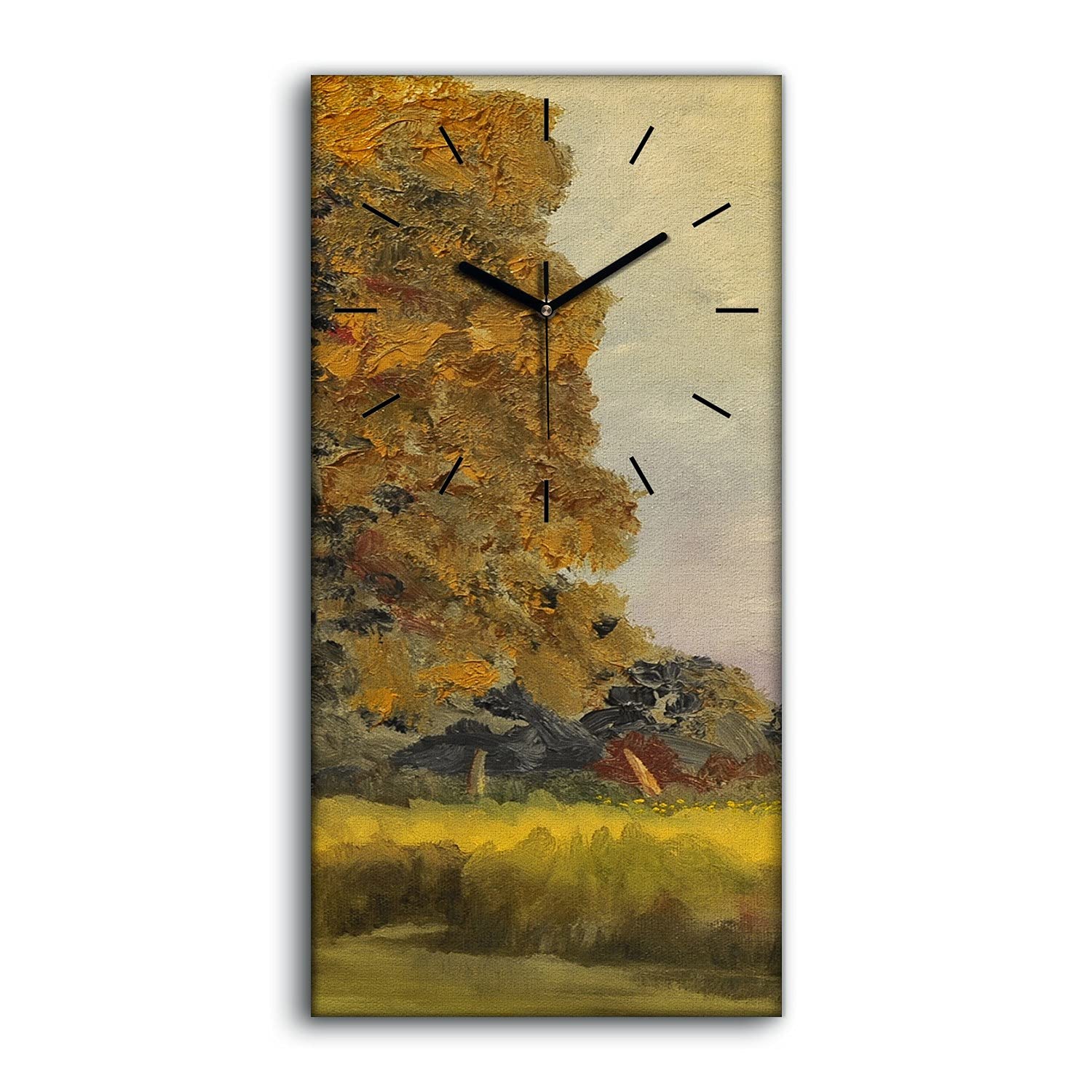 Horloge sur Toile Grand Format 30x60 cm Cadre Mural Forêt et Ciel Silencieux