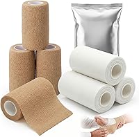 Vista 7 de Geiserailie Unna - Vendaje de gasa con óxido de zinc, 4 rollos de 4 pulgadas x 10 yardas, 4 rollos de envoltura autoadhesiva de 3.94 pulgadas