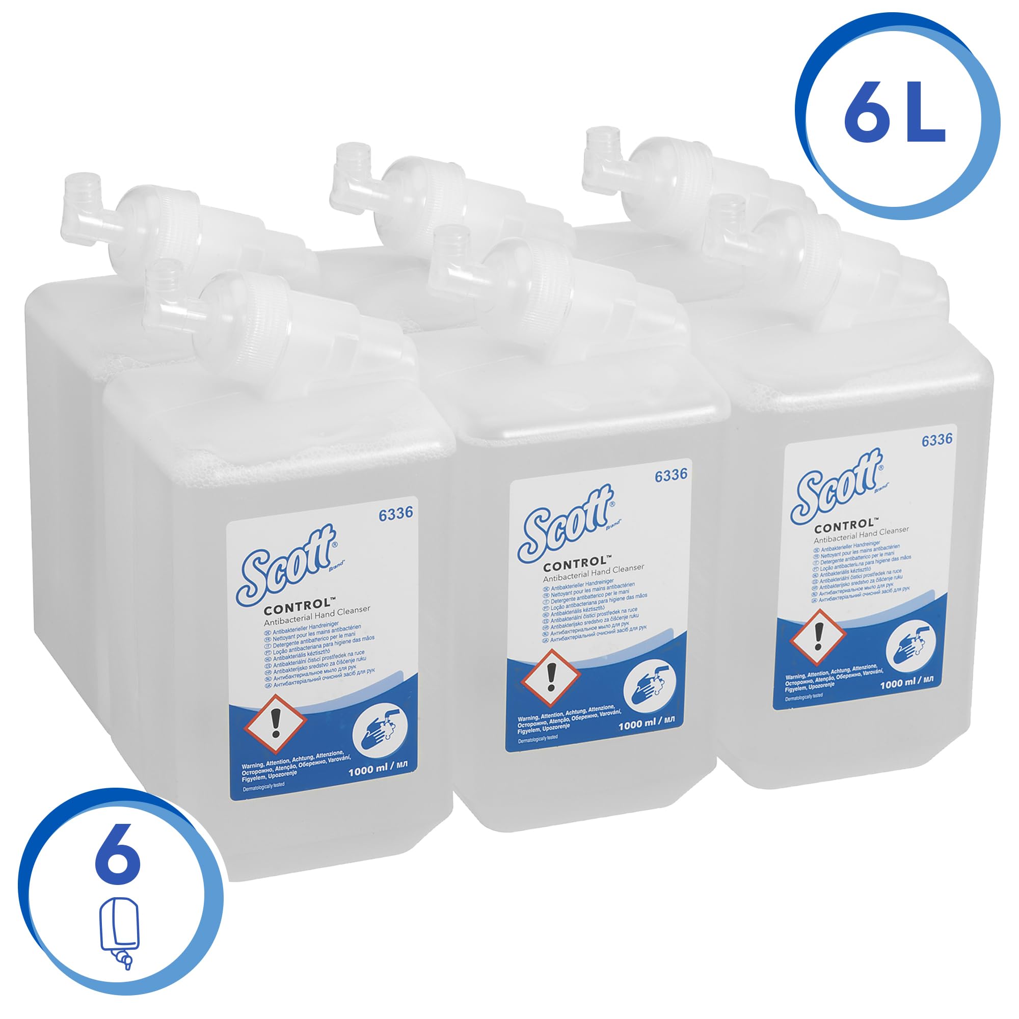 Kleenex 6336 Gel de Manos Bactericida, 6 Estuches X 1 L, Transparente