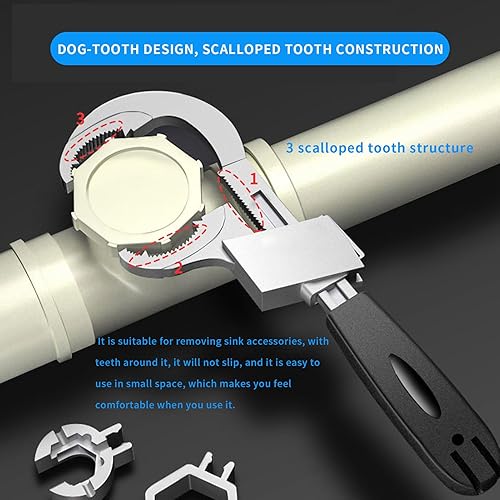 Miniatura 4 de Llave universal ajustable de doble extremo, llave de baño multifuncional, llave creciente de extremo abierto de 3.150 in, resorte ajustable para